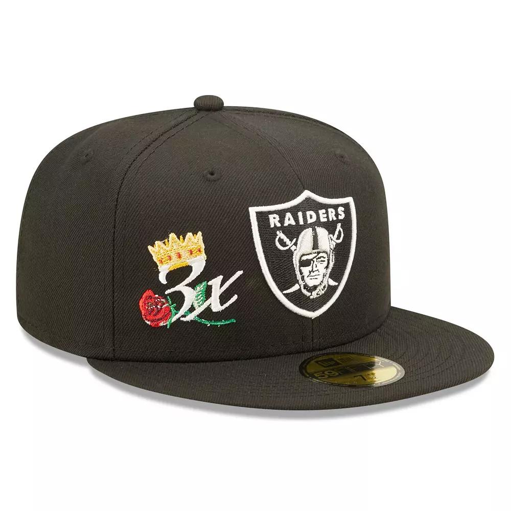 Men's New Era Black Las Vegas Raiders Crown 3x Super Bowl Champions 59FIFTY Fitted Hat, Size: 7 7/8, Lvr Black Product Image