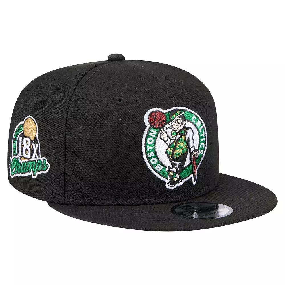 Men's New Era Black Boston Celtics Logo 18x Champs 9FIFTY Snapback Hat Product Image