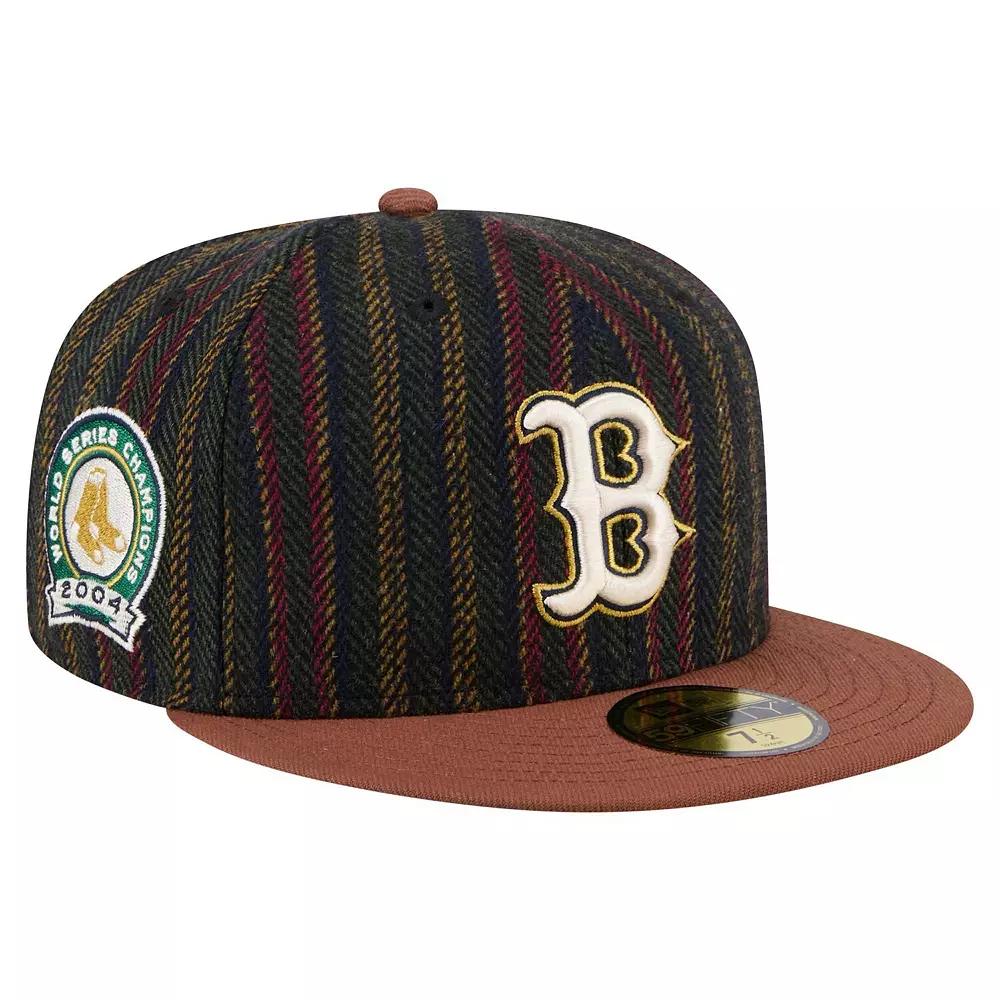 Men's New Era  Brown Boston Red Sox Vintage Herringbone 59FIFTY Fitted Hat, Size: 7 1/2 Product Image