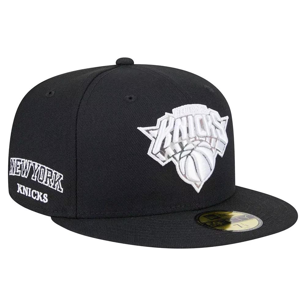 Men's New Era Black New York Knicks Camo Print UV 59FIFTY Fitted Hat,  Product Image