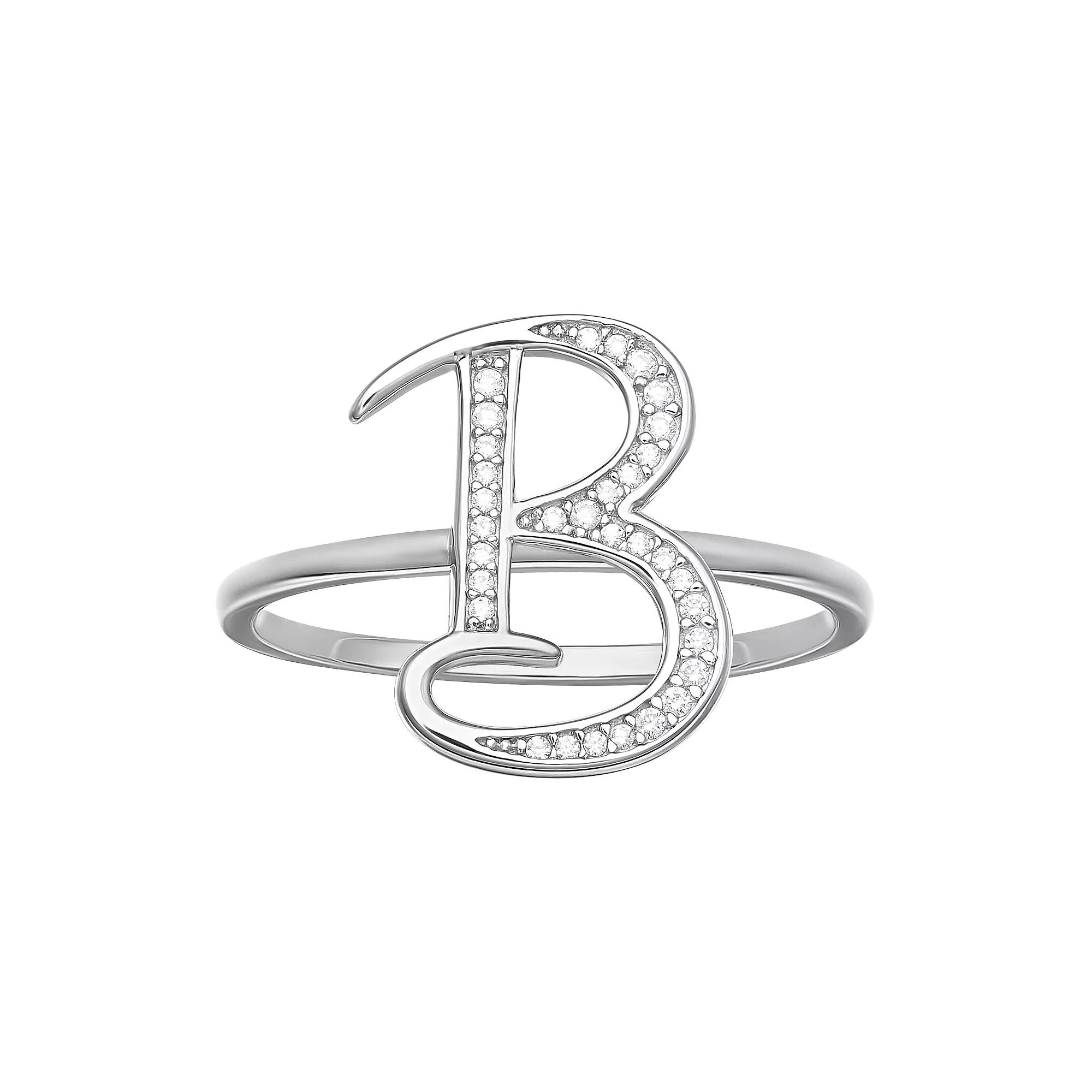 PRIMROSE Sterling Silver Cubic Zirconia Initial Ring, Women's, Size: 8, Sterling Silver X Product Image