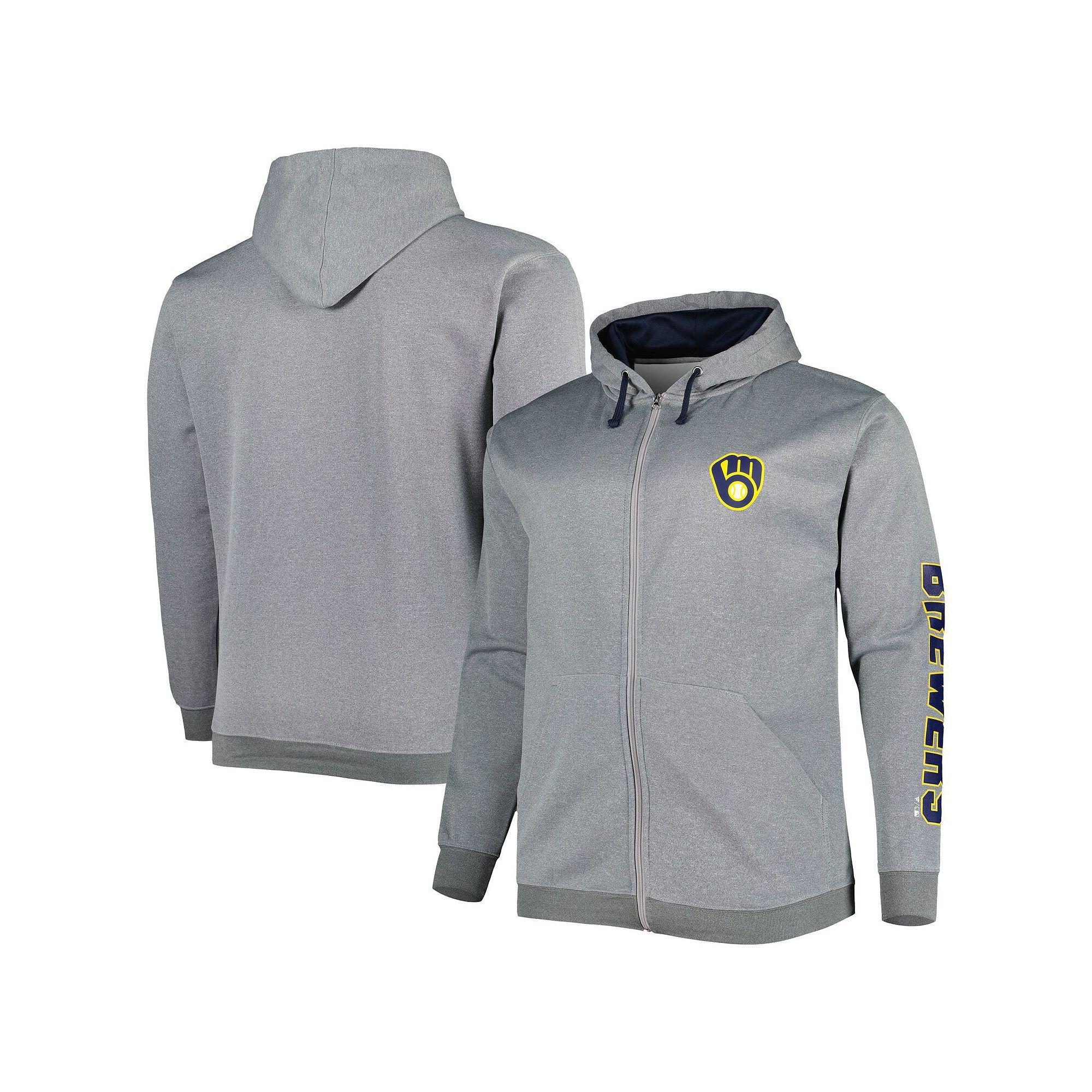 Men's Profile Ash Milwaukee Brewers Big & Tall Pullover Hoodie, Size: 3XLT, Black Product Image