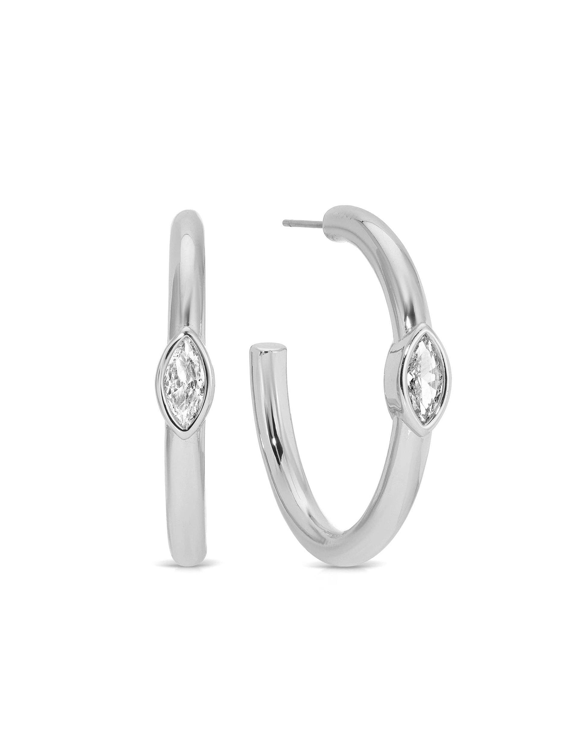 Medium Marquise Crystal Hoops Product Image