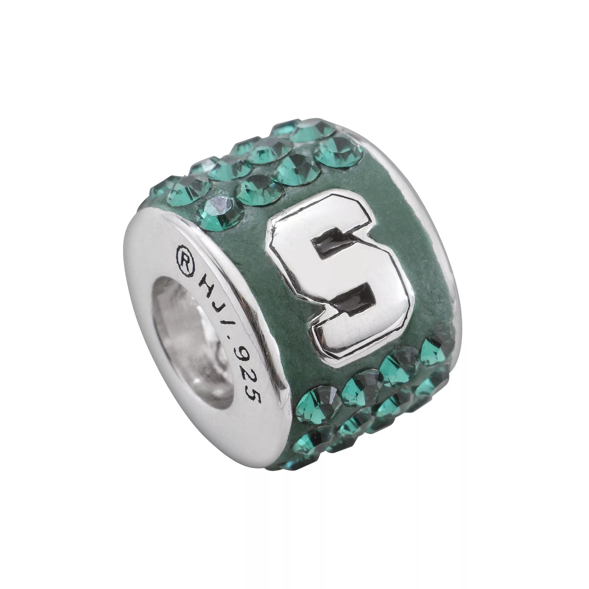LogoArt Michigan State Spartans Sterling Silver Crystal Logo Bead, Women's, Green Product Image