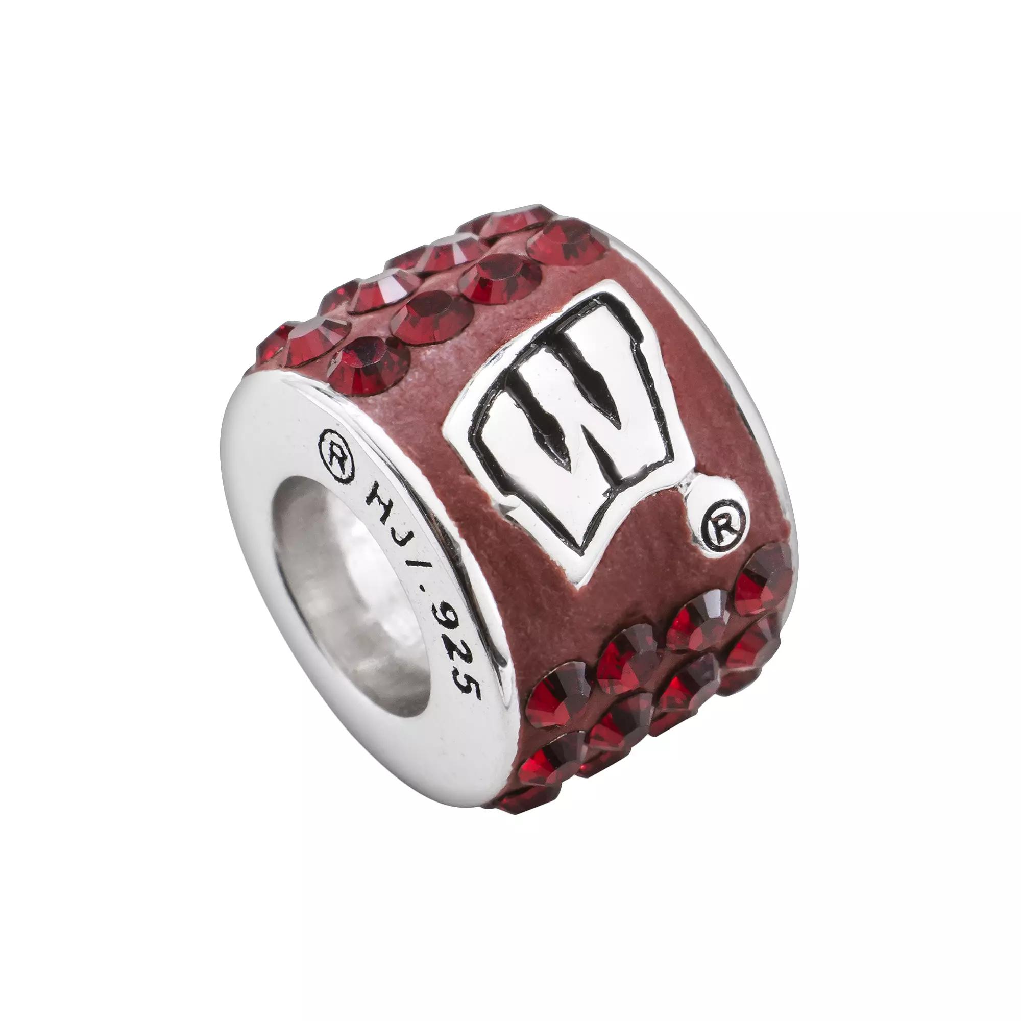 LogoArt Wisconsin Badgers Sterling Silver Crystal Logo Bead, Women's, Red Product Image