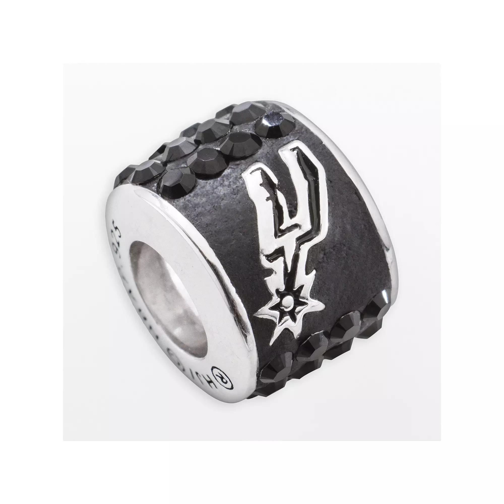 LogoArt San Antonio Spurs Sterling Silver Crystal Logo Bead, Women's, Black Product Image
