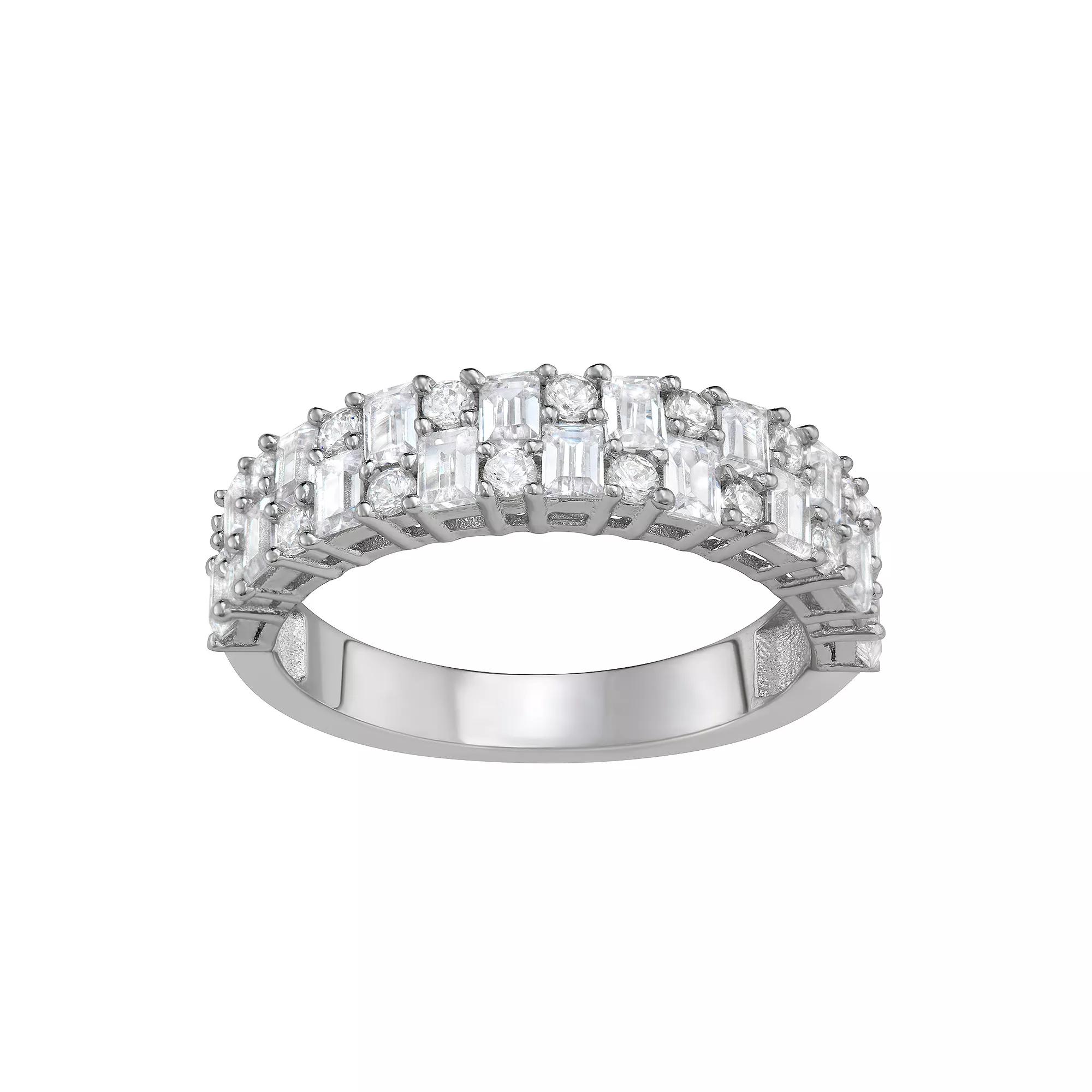 Contessa Di Capri Cubic Zirconia Baguette Cut Band Ring, Women's, Size: 7, Sterling Silver Product Image