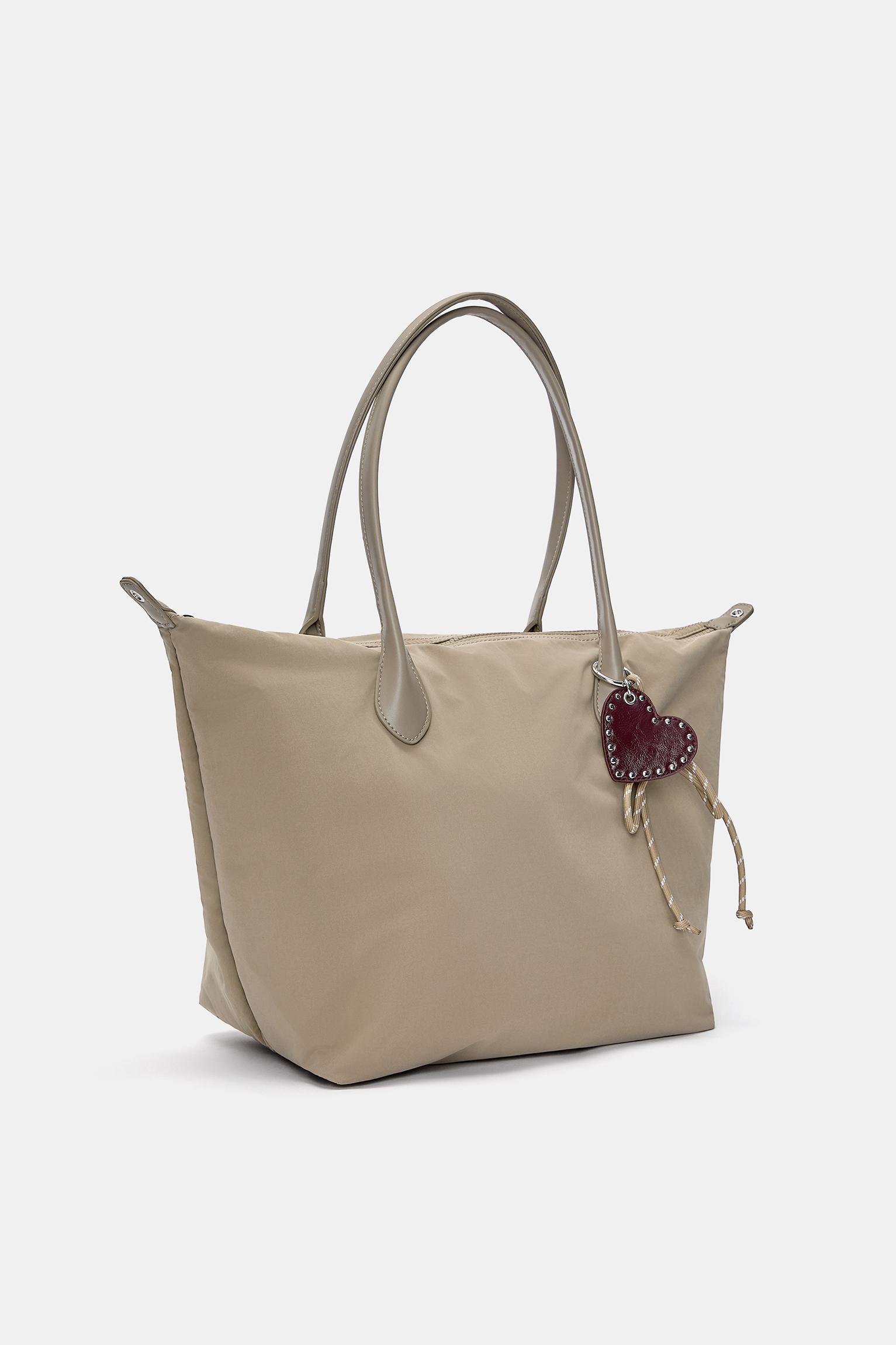Nylon shopper bag with charm detail Product Image