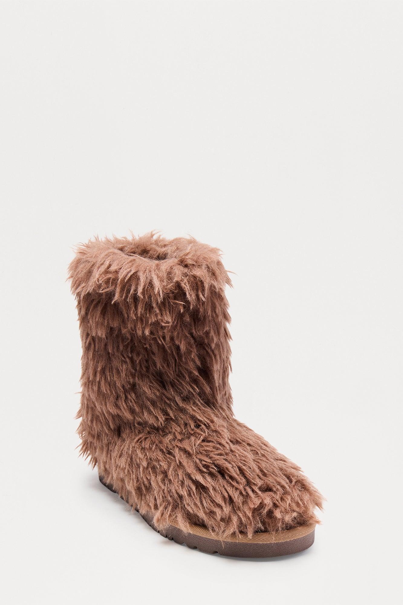 Yetti Faux Fur Booties - Chocolate Female Product Image