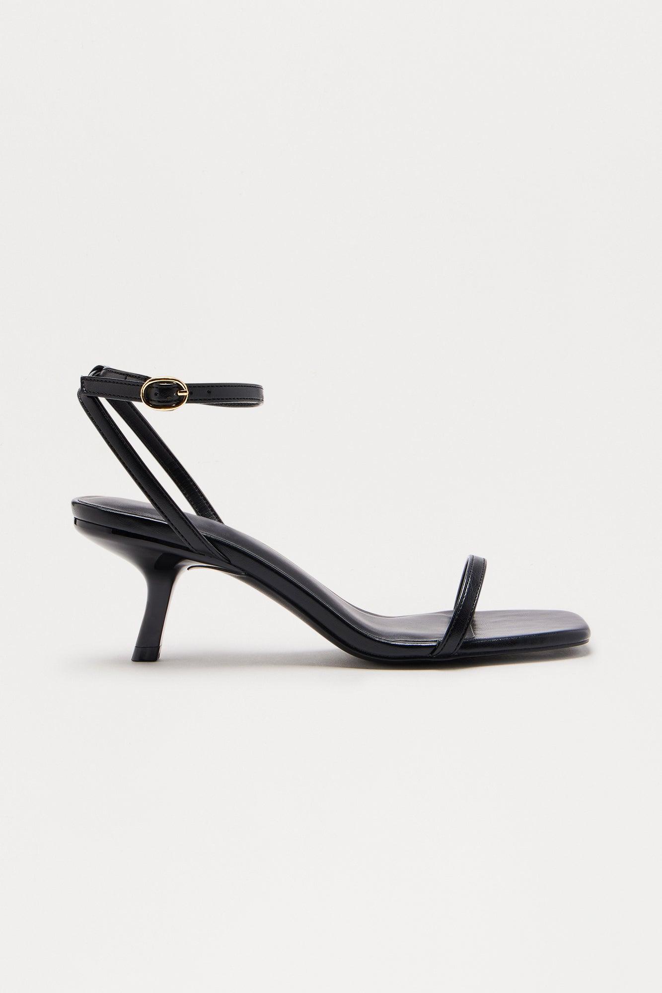 Marlo Ankle Strap Kitten Heels - Black Female Product Image