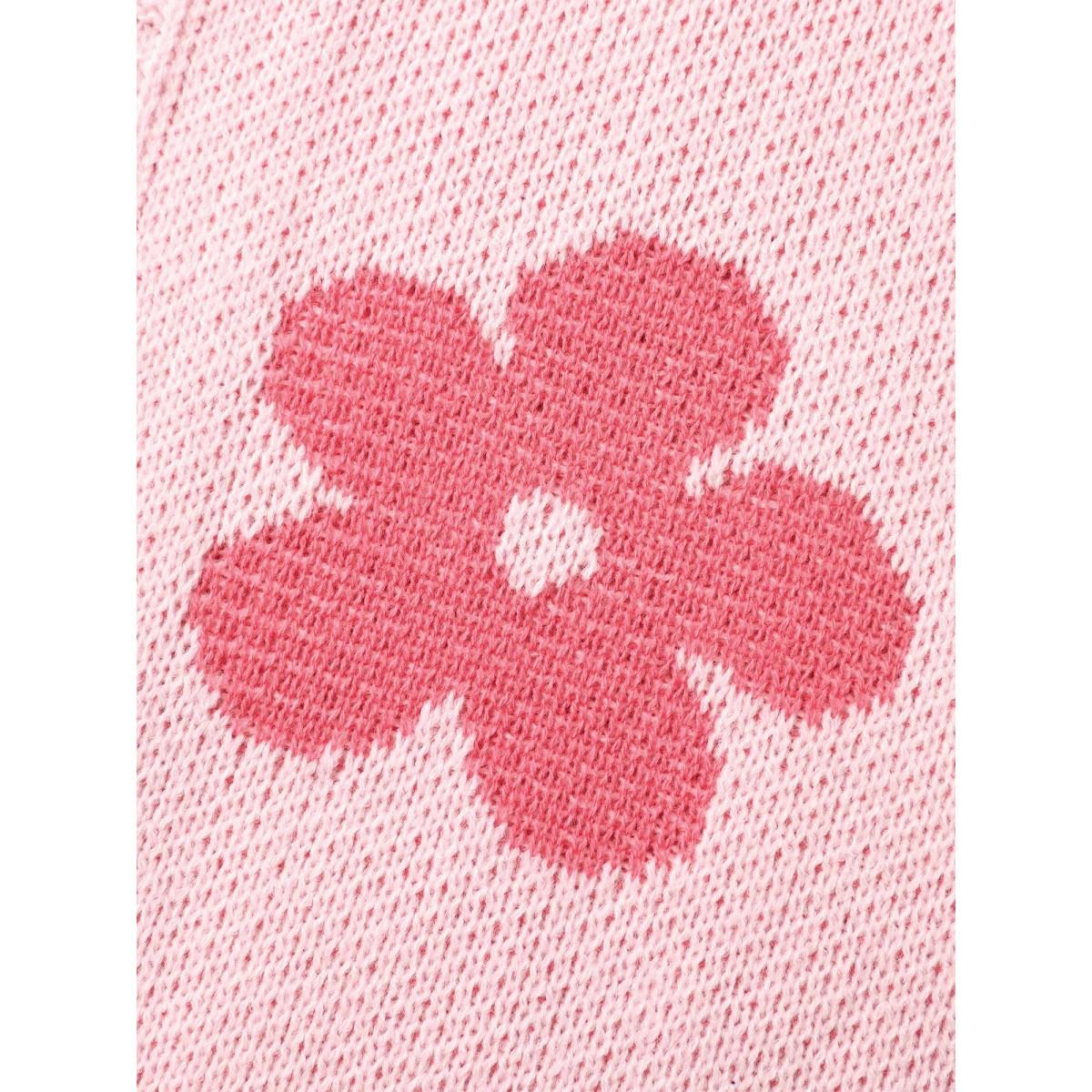 Plus Size Floral Jacquard Ribbed Hem Knit Cardigan Lightpink Women Casual Loose Long Sleeve Everyday Cardigans BloomChic 12/L Product Image