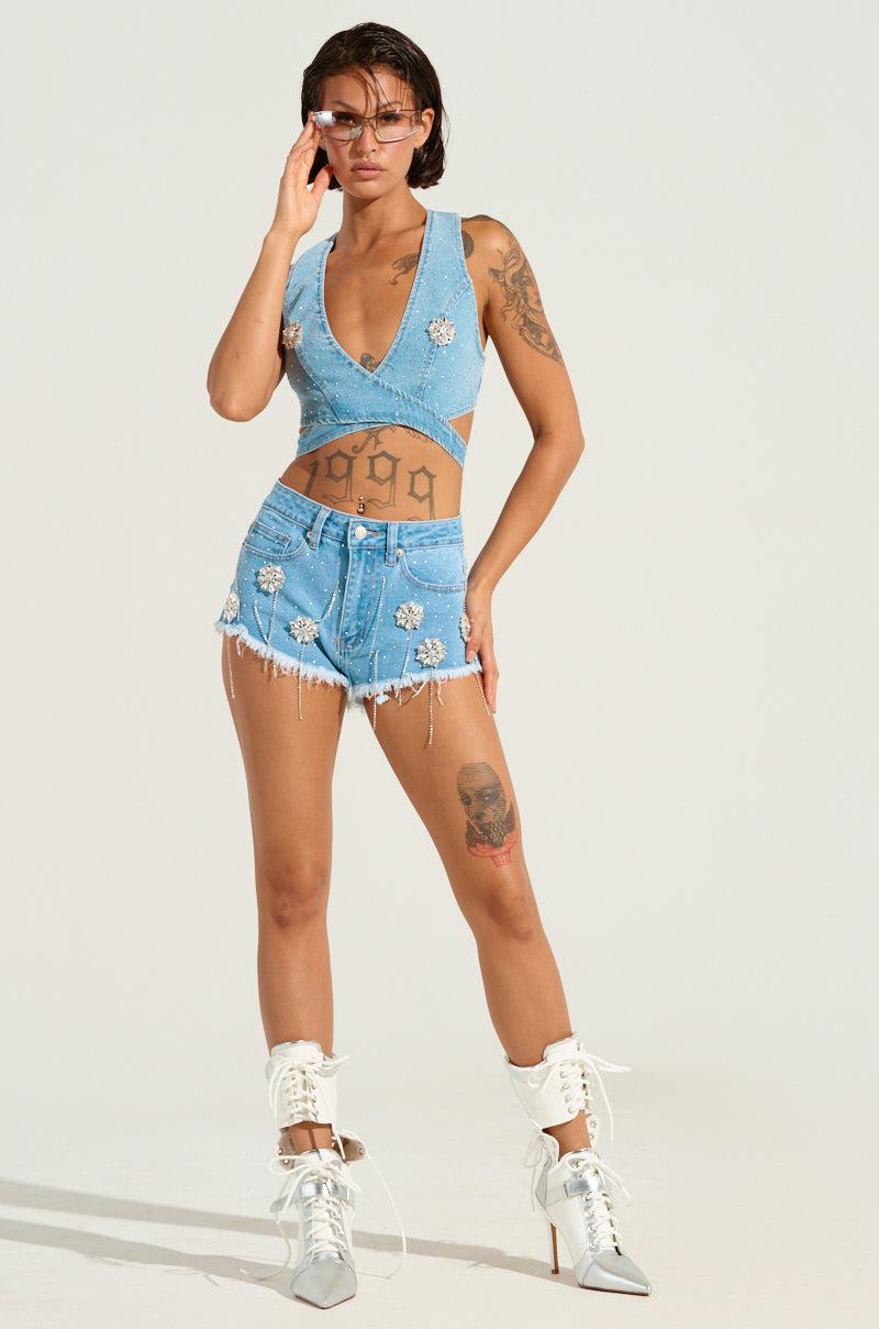 DIVALICIOUS DENIM BRA TOP Product Image