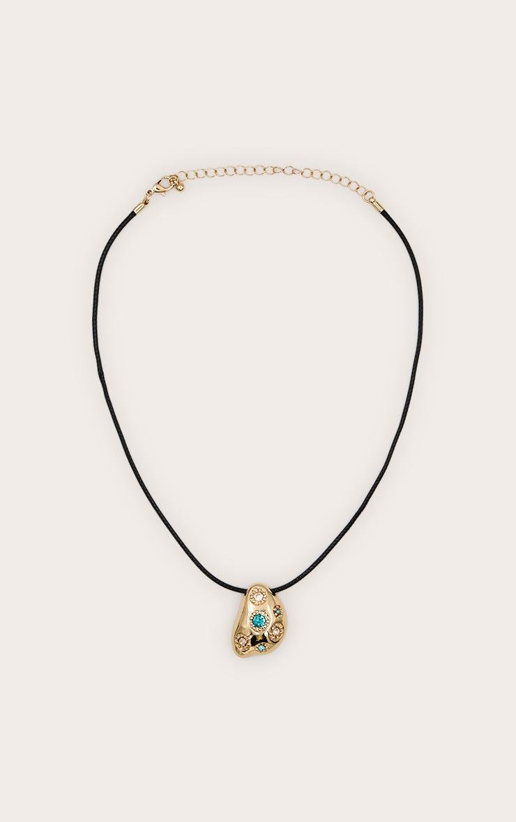 Gold Plated Turquoise Stone Abstract Necklace Product Image