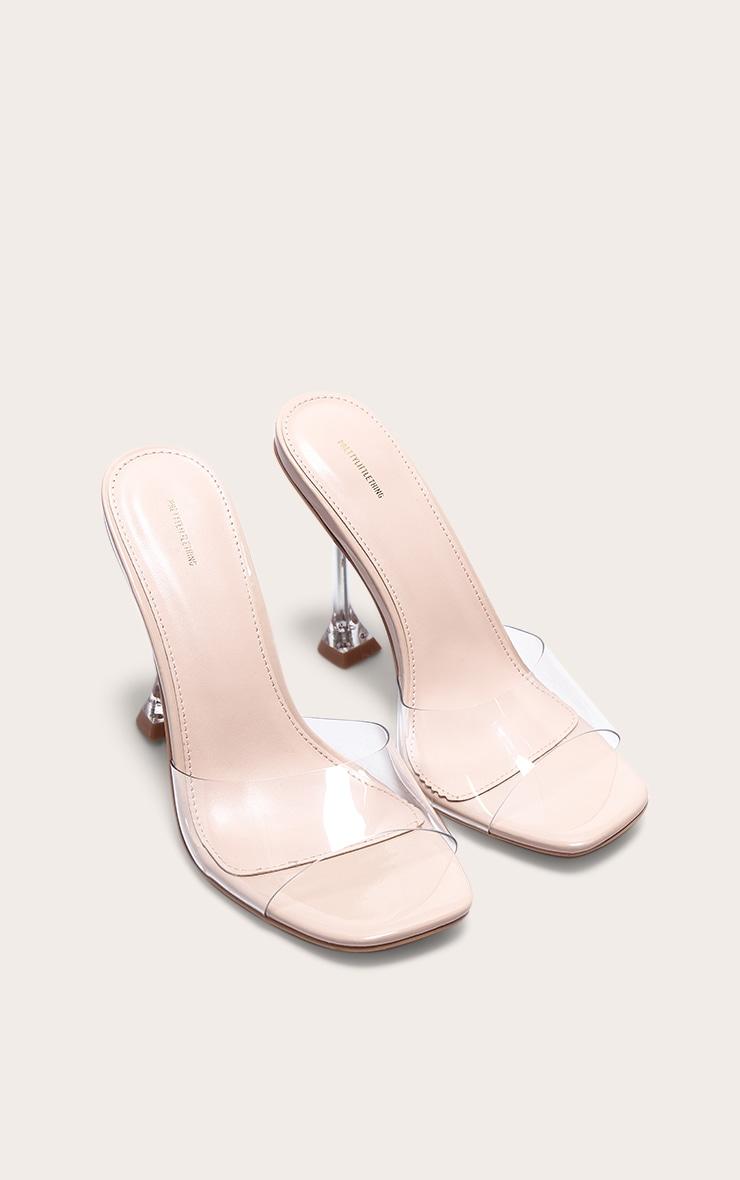 Nude Clear Heel Mule Sandals Product Image