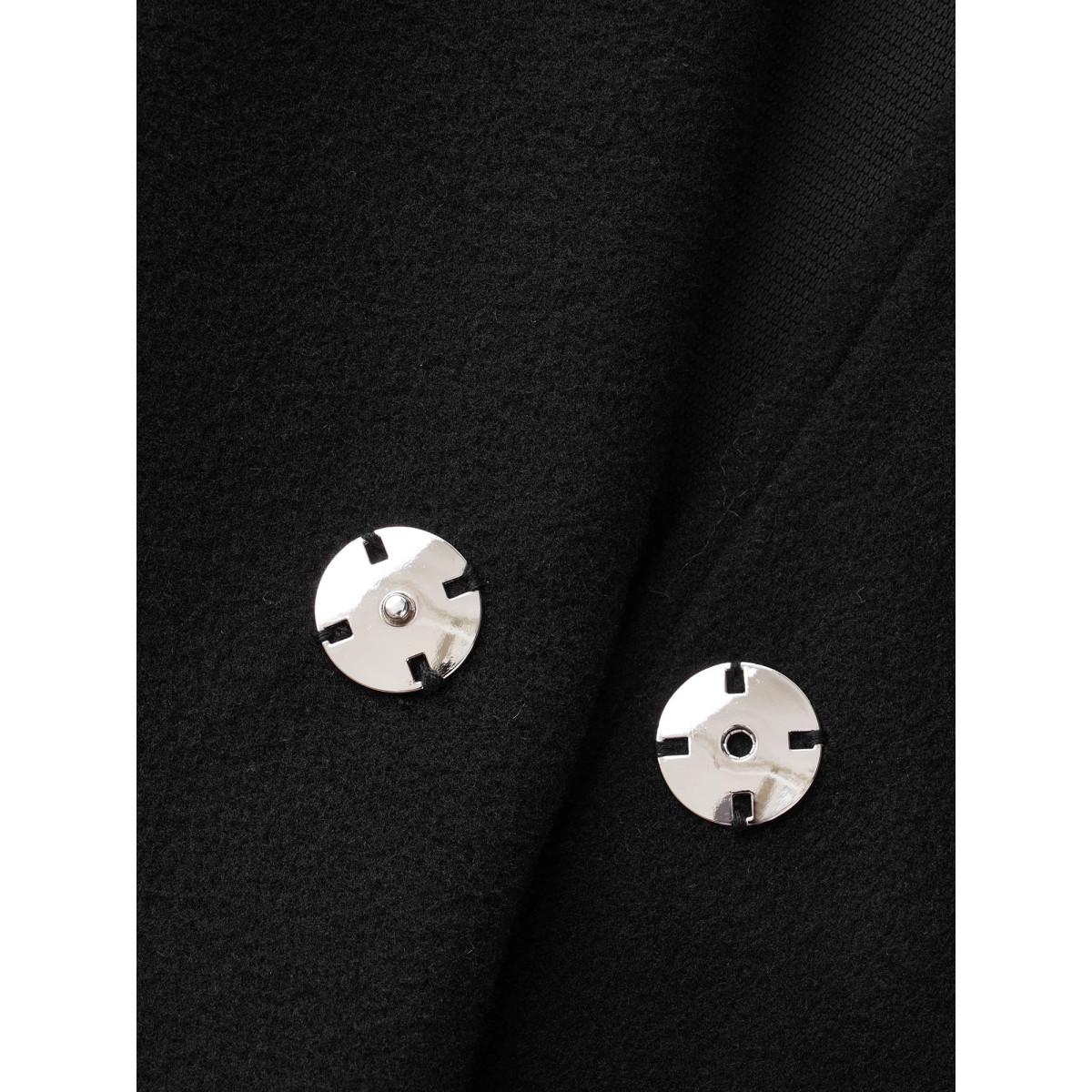 Plus Size Curved Hem Zipper Placket Pockets Coat Women Black Elegant Non Bodycon Ladies Everyday Winter Coats BloomChic 14-16/1X Product Image