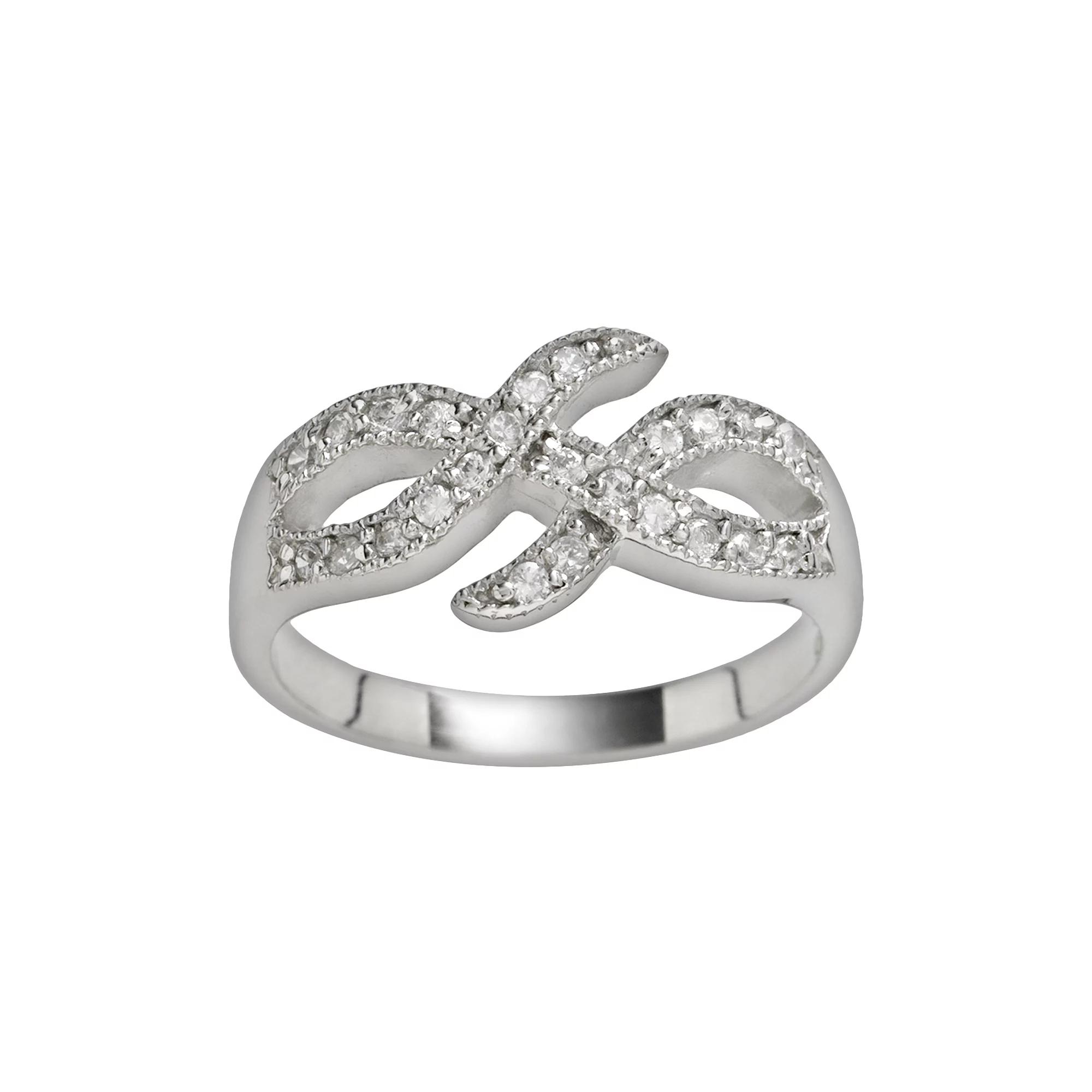 Traditions Jewelry Company Sterling Silver Cubic Zirconia Overlap Ring, Womens Product Image