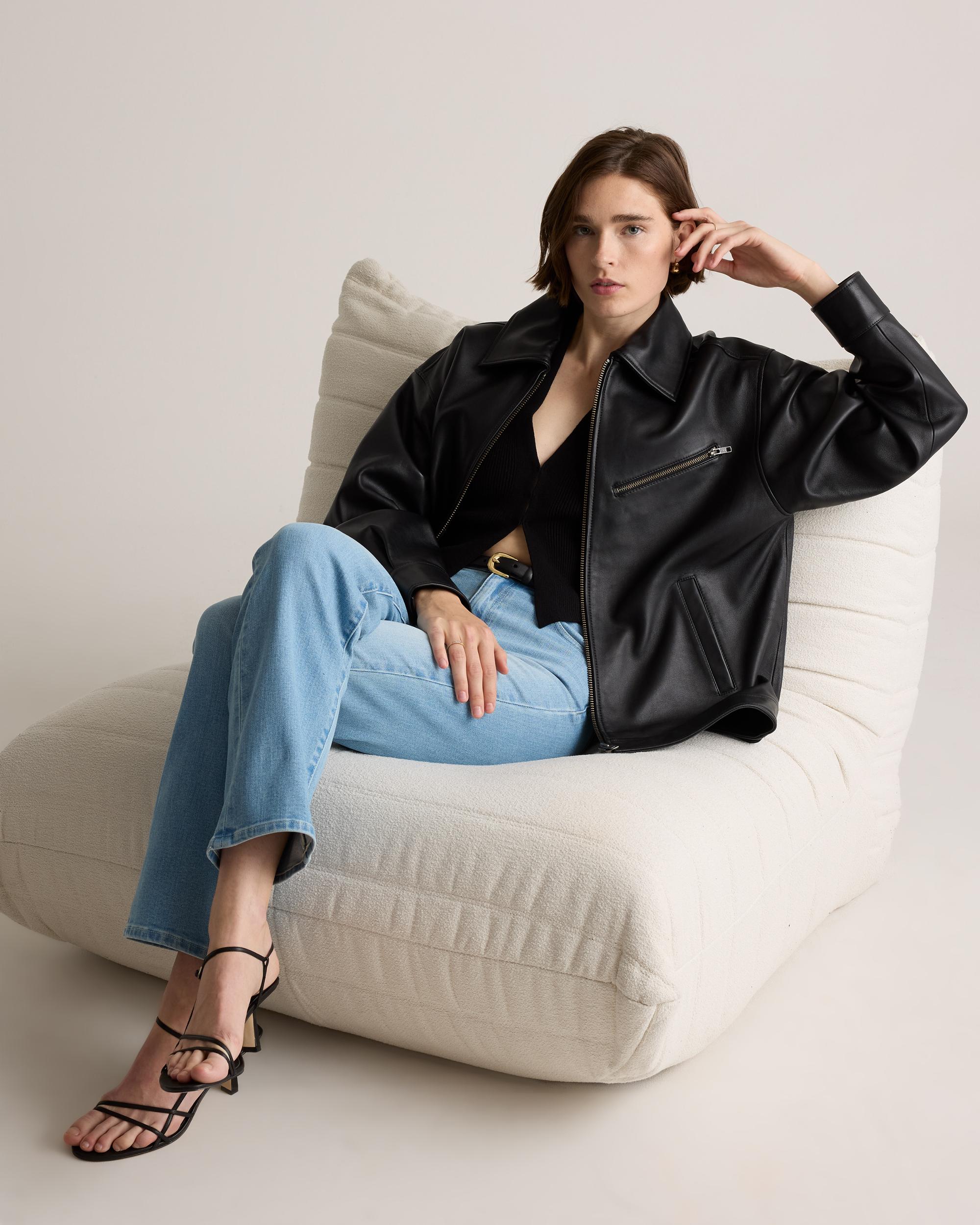 Quince | Women's OverSized Bomber Jacket Leather Product Image