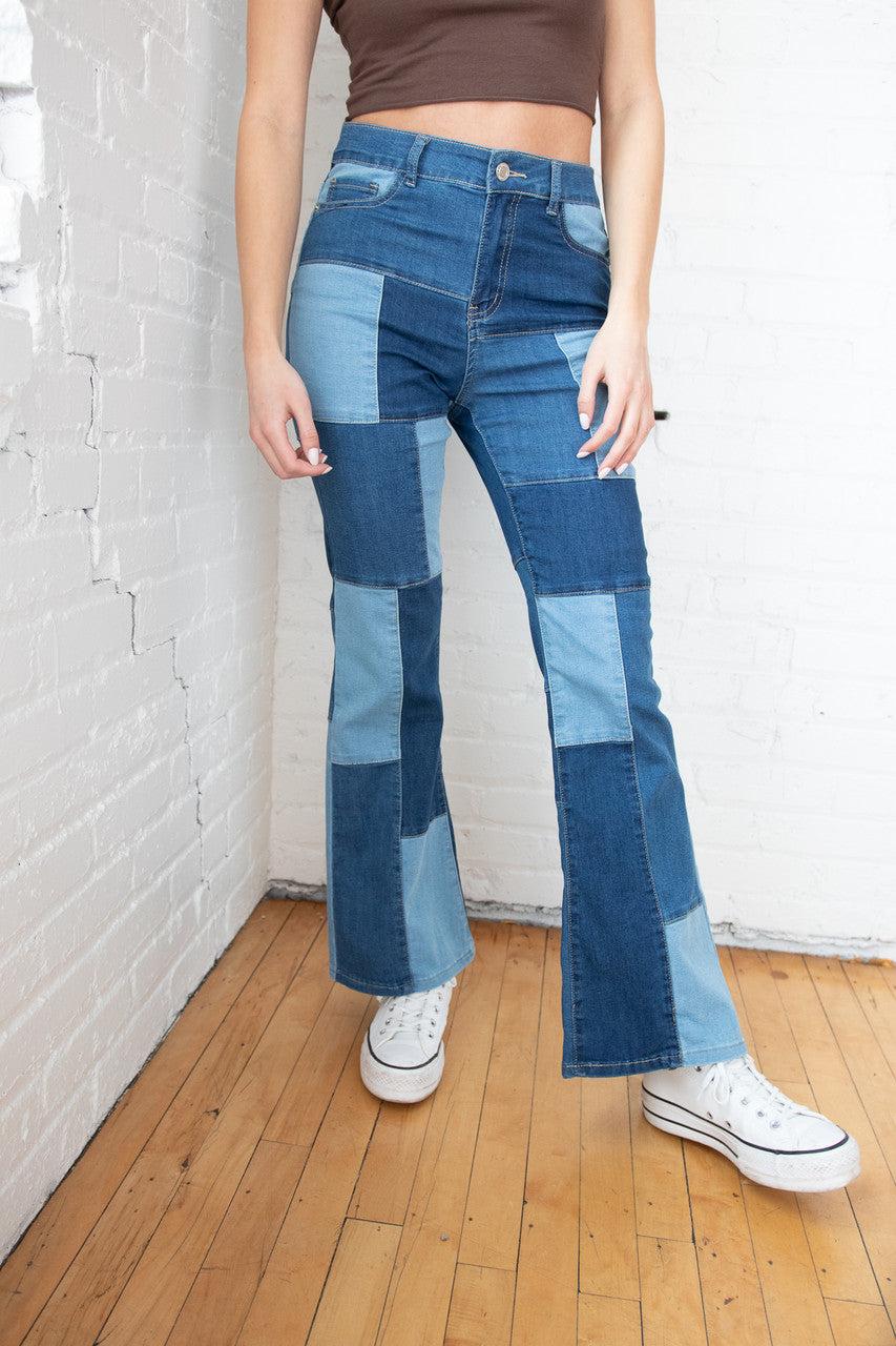 Bell Bottom Patchwork Jeans Product Image