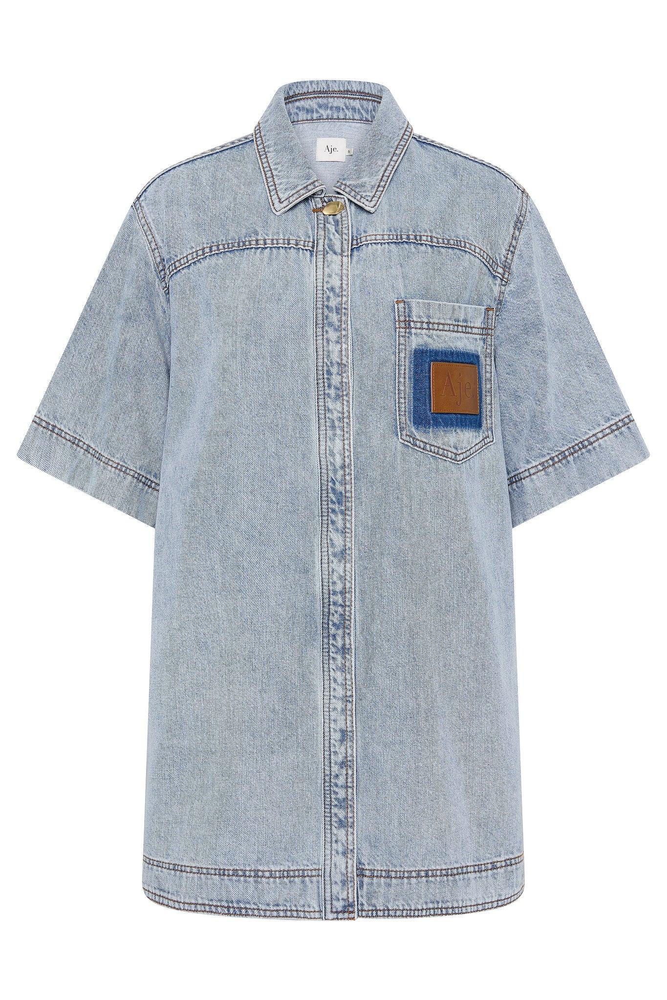 Aura Denim Mini Tunic Dress Product Image