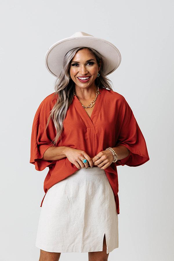 Stay And Chat Shift Top in Rust Product Image