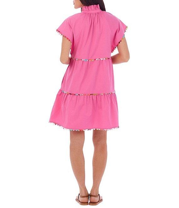 CROSBY by Mollie Burch Whitley Mock Neck Short Flutter Sleeve Dress Product Image