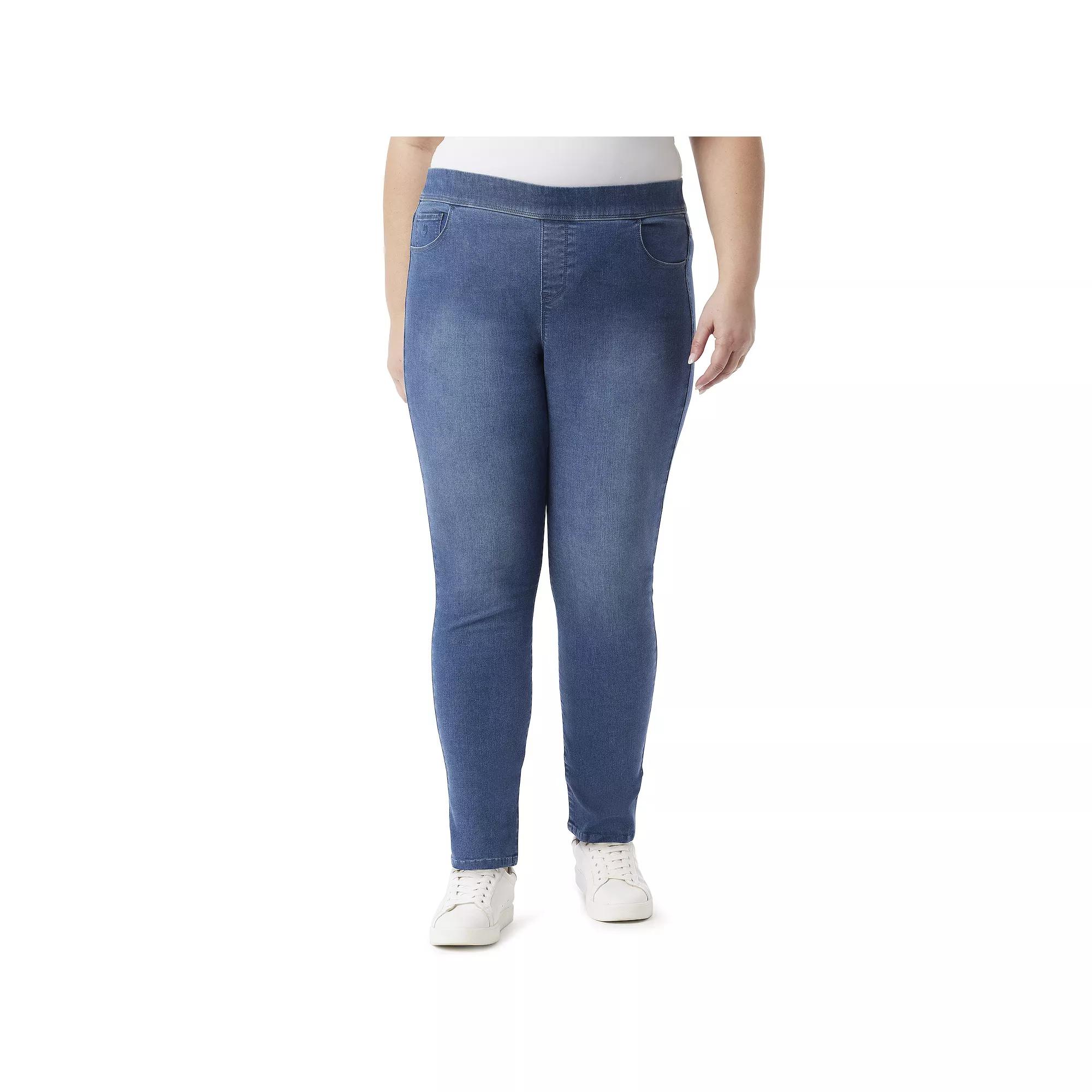 Plus Size Gloria Vanderbilt Tummy Control Pull-On Stretch Jeans, Womens Product Image