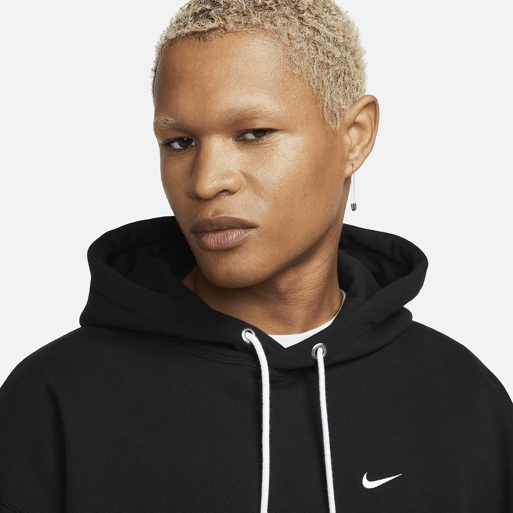 Nike Mens Solo Swoosh French Terry Pullover Hoodie | DX0813-010 Product Image