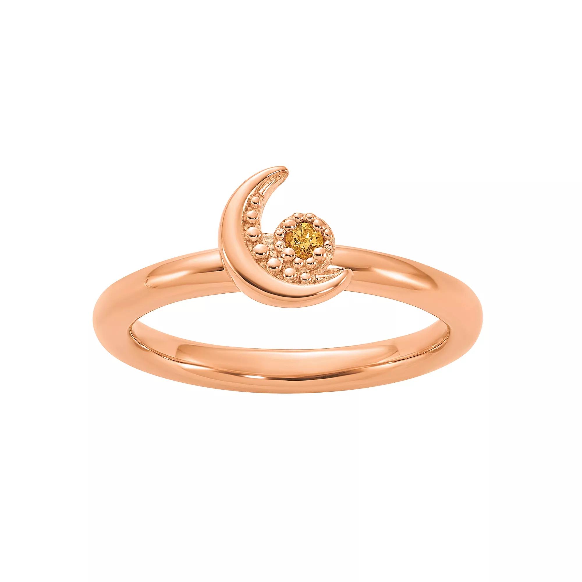 Stacks & Stones Sterling Silver Stackable Citrine Moon Ring, Women's, Size: 6 Product Image