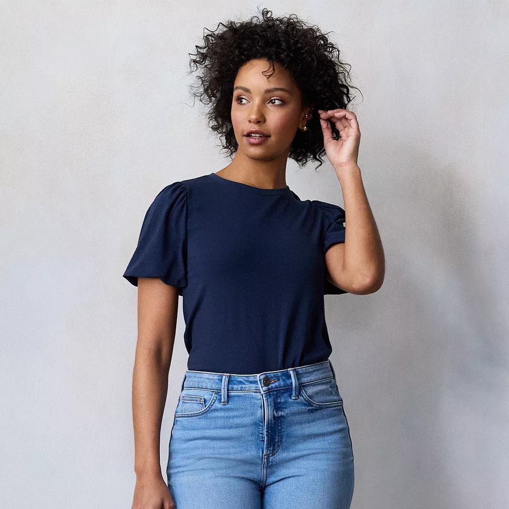 Women's LC Lauren Conrad Bubble Sleeve Top, Size: XXL, Blue Water Product Image