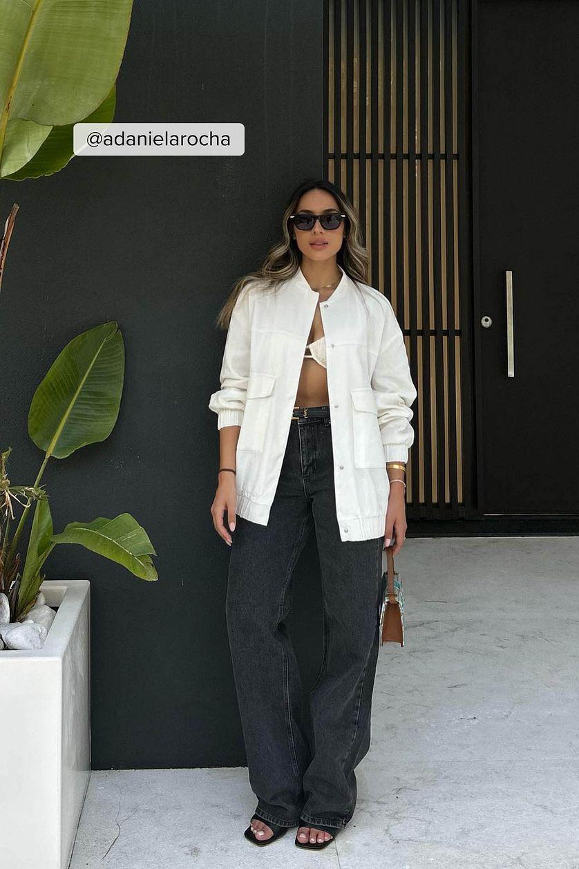 Straight Mid Waist Jeans Grey Product Image