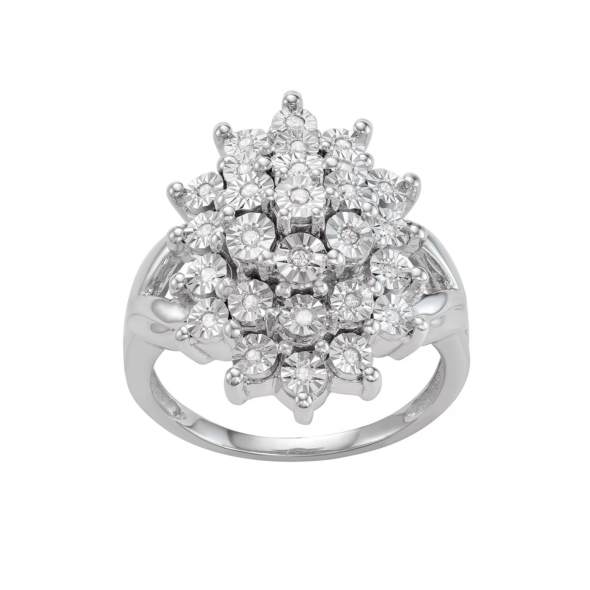 Jewelexcess Sterling Silver Diamond Accent Cluster Ring, Women's, Size: 6, Silvertone Product Image