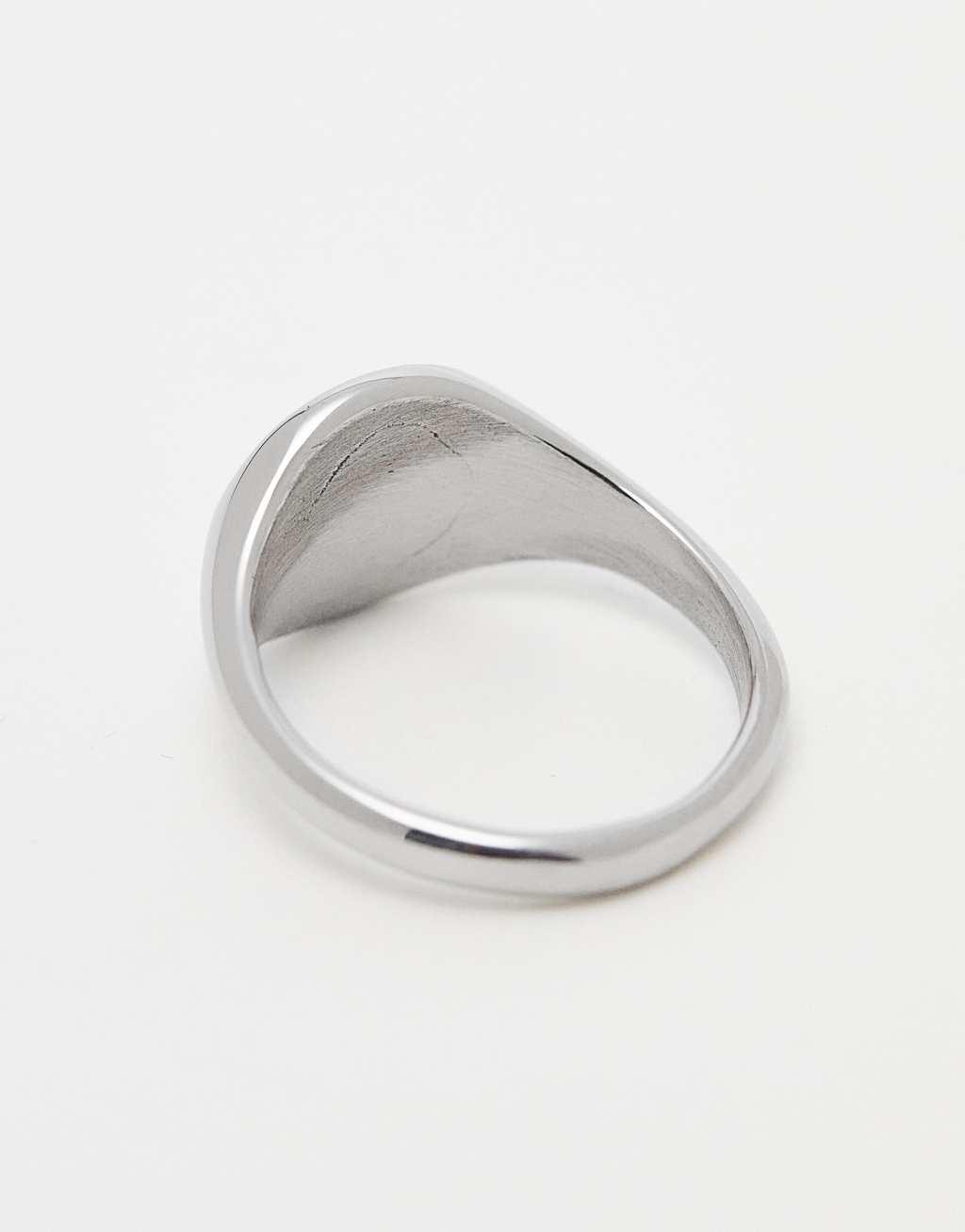ASOS DESIGN waterproof stainless steel signet ring in silver tone  Product Image