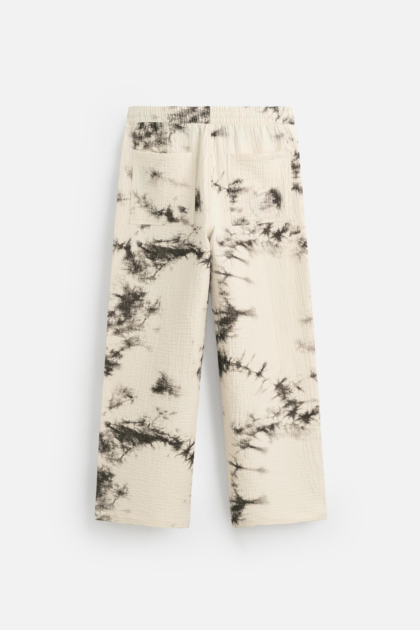 TEXTURED TIE-DYE PRINT PANTS Product Image