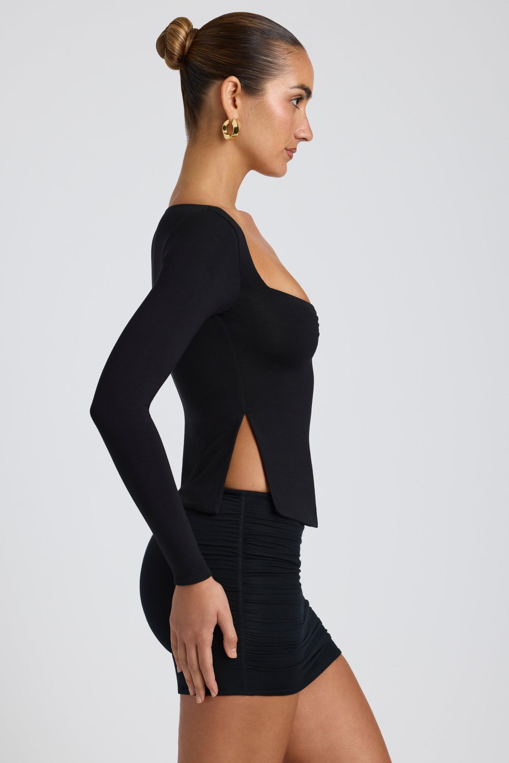 Modal Sweetheart-Neck Top in Black Product Image
