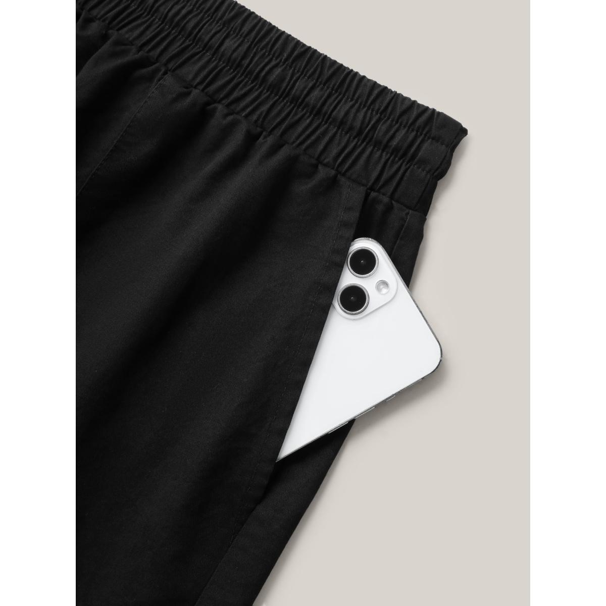 Plus Size Waist-Drawstring Wide-Leg Shorts Women Black Leisure Drawstring Wide Leg Casual Shorts BloomChic 18-20/2X Product Image