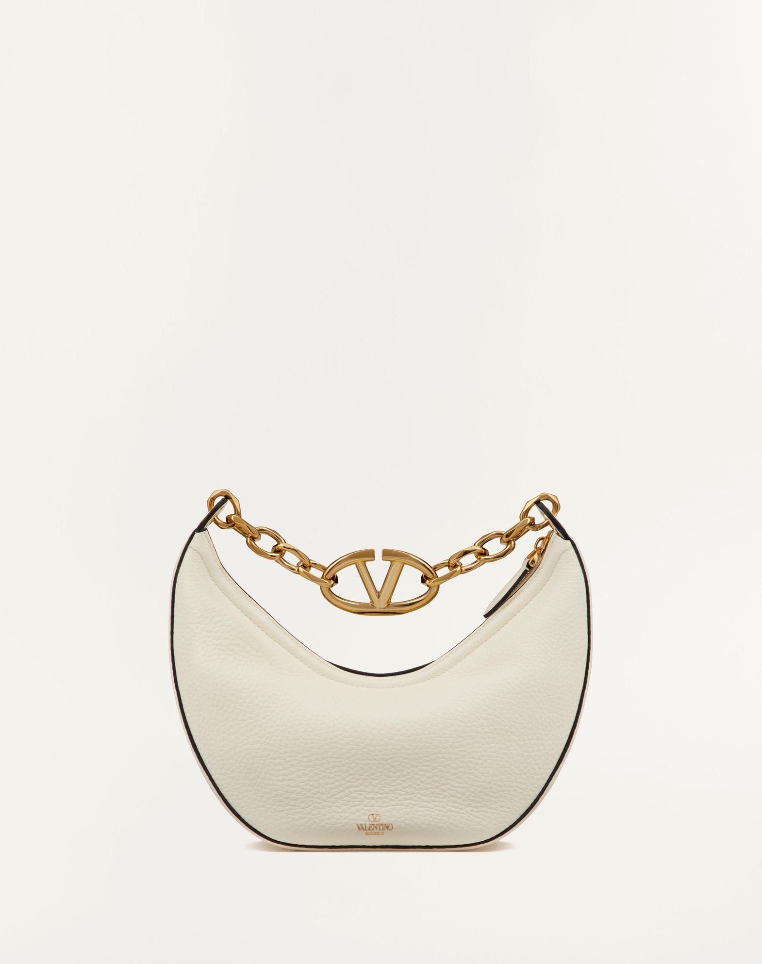Small Vlogo Moon Hobo Bag In Grainy Calfskin With Chain Product Image