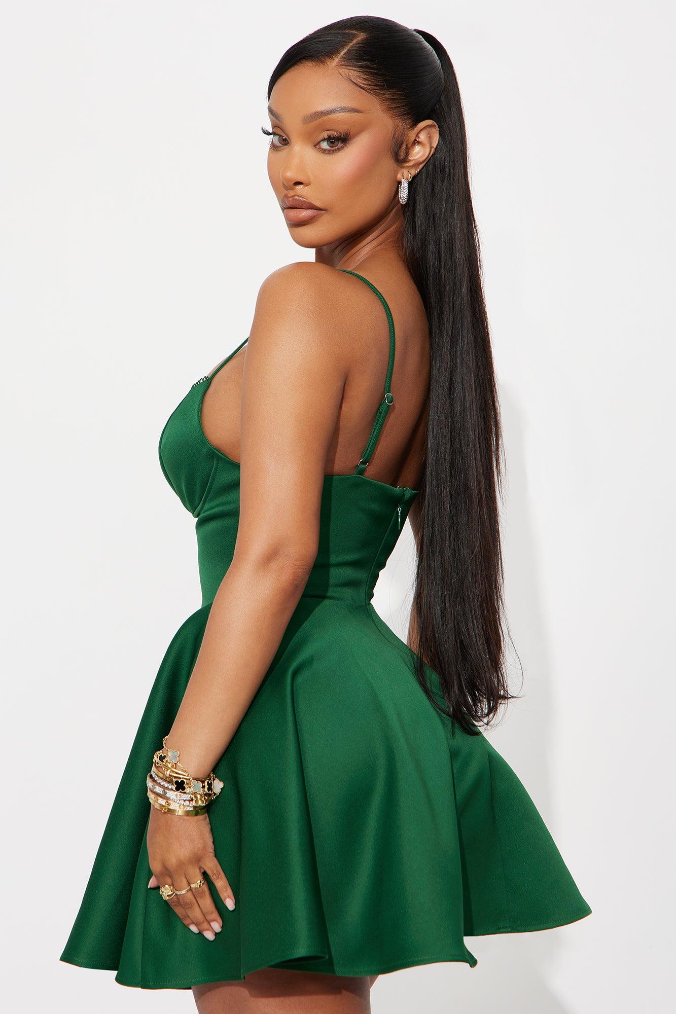 Seductive Essence Satin Corset Mini Dress - Hunter Female Product Image