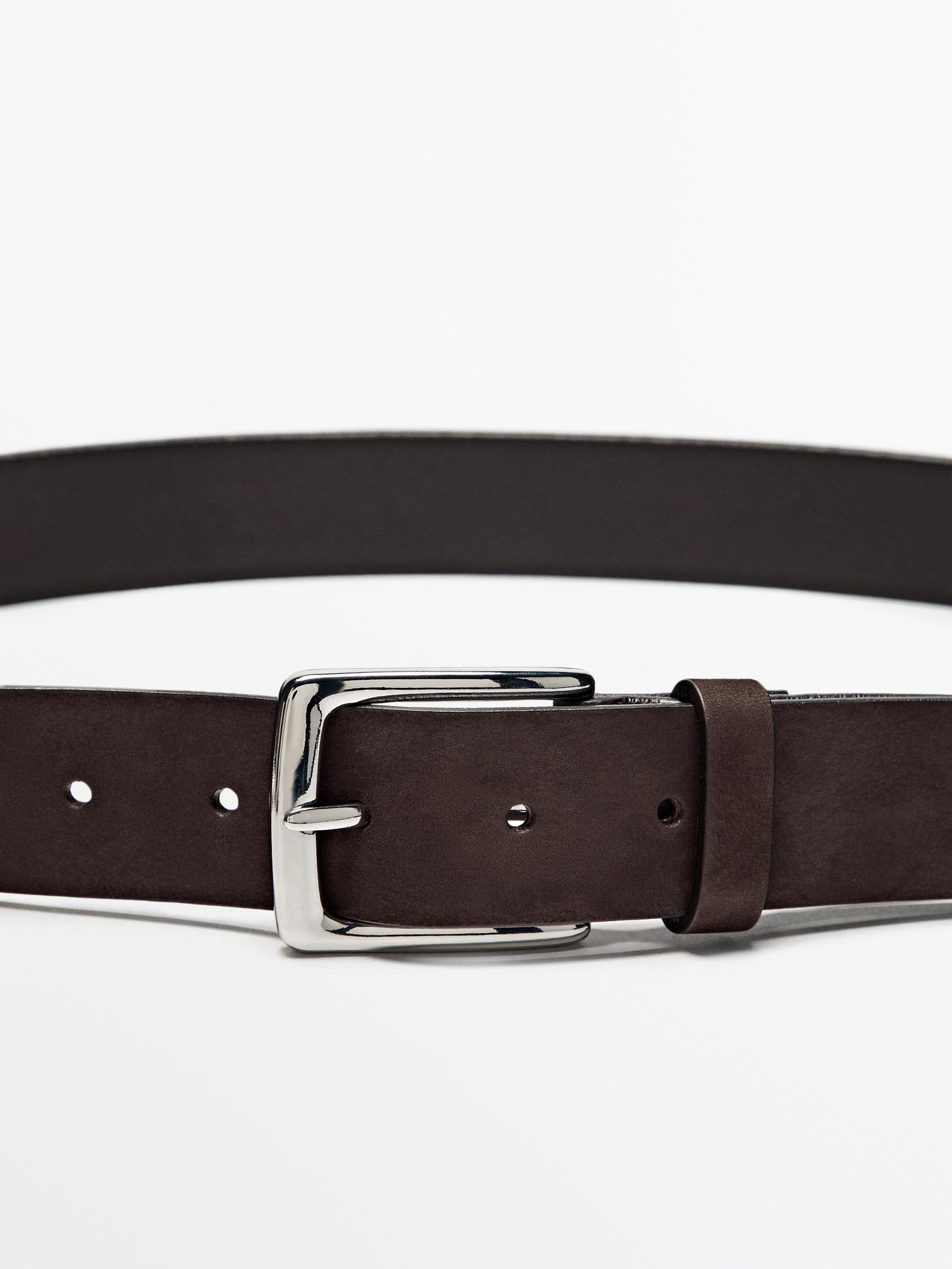 Nubuck belt with rectangular buckle Product Image