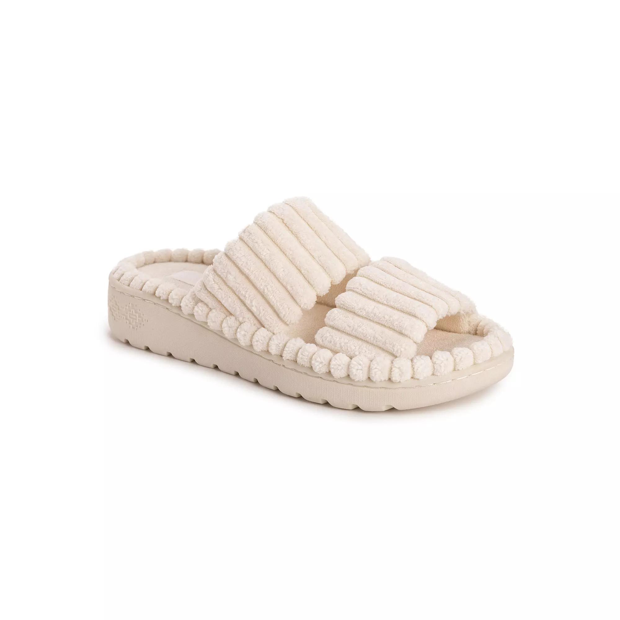 MUK LUKS Cloud Ribbed Terry Women's Double Strap Slide Slippers,  Product Image