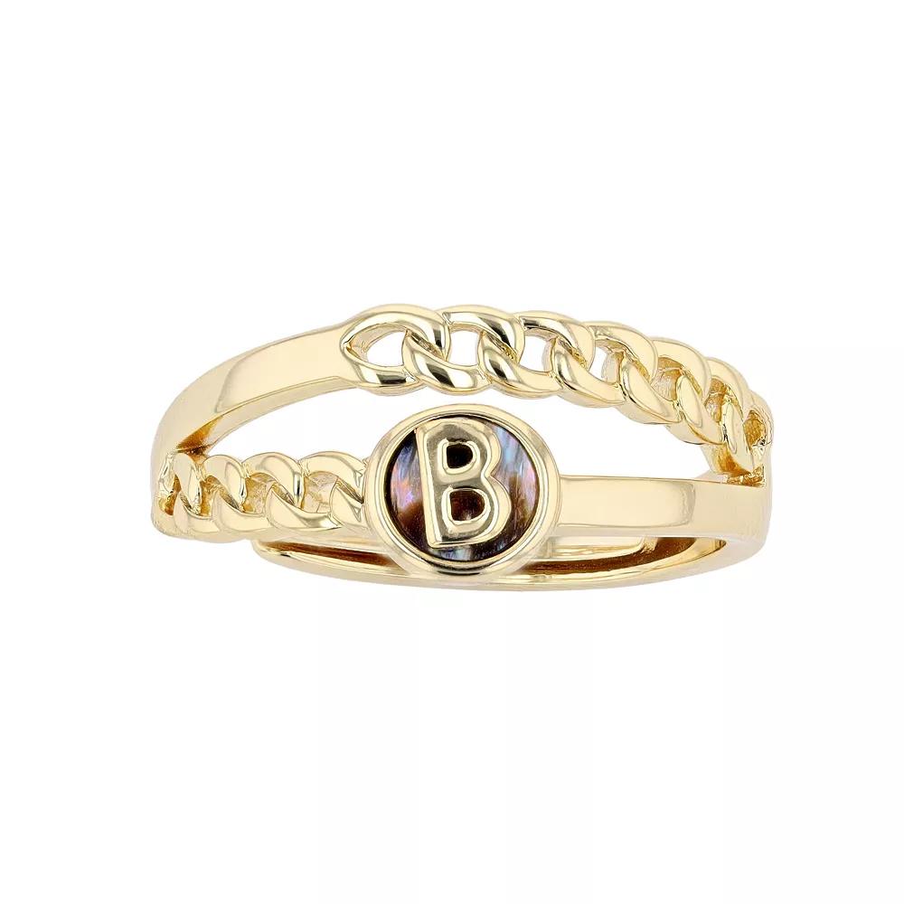 City Luxe Gold Tone Abalone Initial Disk Chain Band Ring, Women's, Gold Tone K Product Image