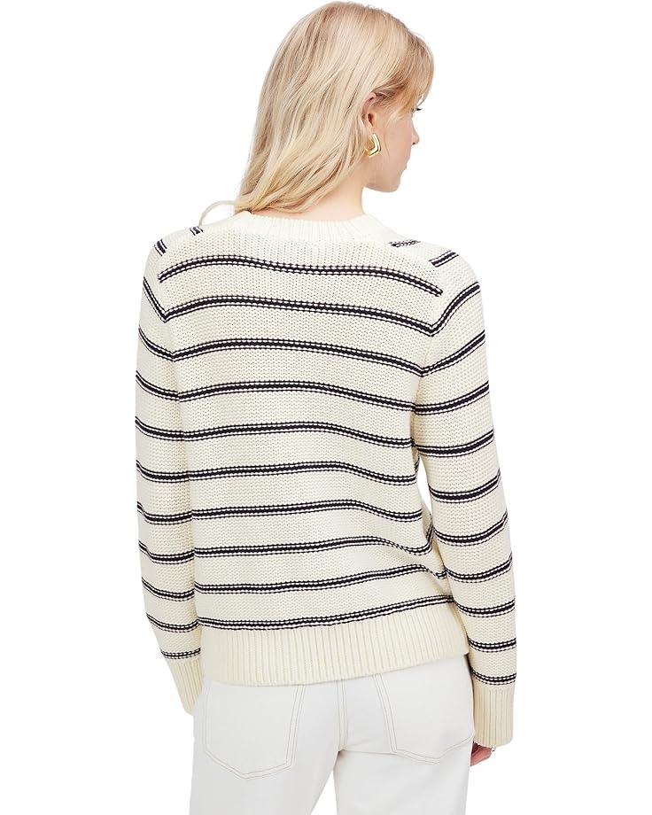 Stripe V-Neck Cozy Cotton Wedged Pullover Product Image