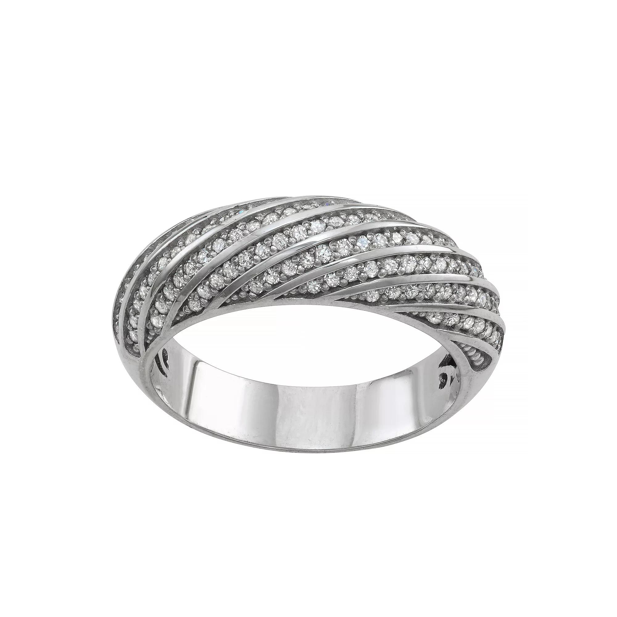 Tiara Sterling Silver 1/2 ct. T.W. Diamond Pave Twist Ring, Womens Product Image