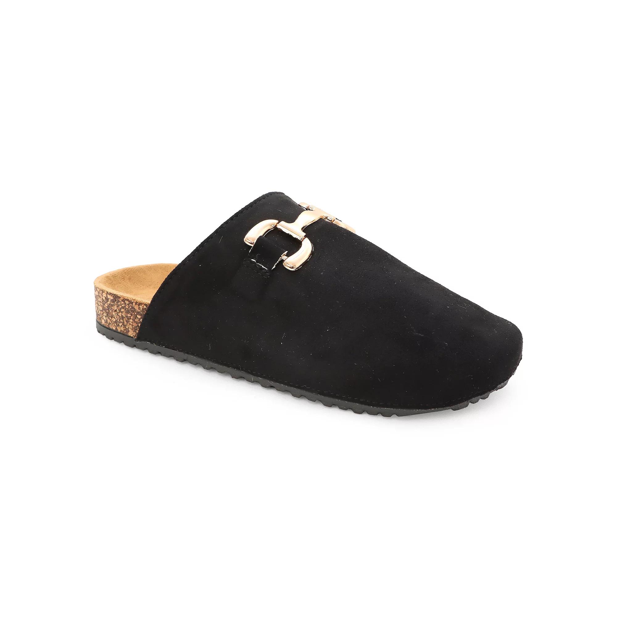 Yoki GILA-202 Women's Faux Suede Slip-On Cork Clogs, Size: 7.5, Black Product Image