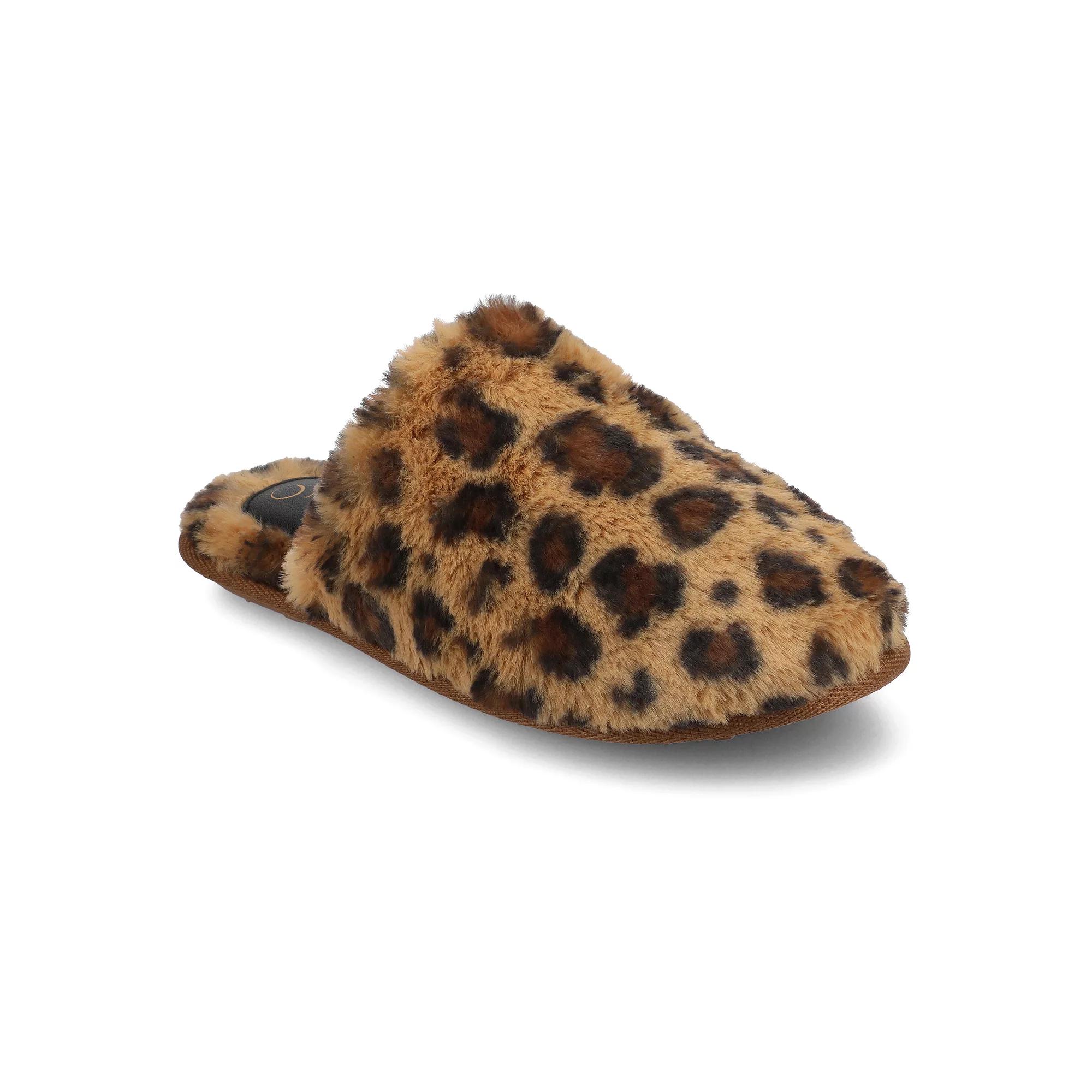 Journee Jayde Women's Plush Cushioned Scuff Slippers, Size: Medium(7/8), Leopard Product Image