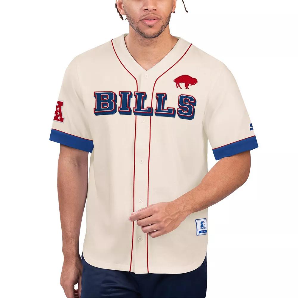 Men's Starter Cream Buffalo Bills Relay Vintage Full-Button Baseball Top,  Product Image