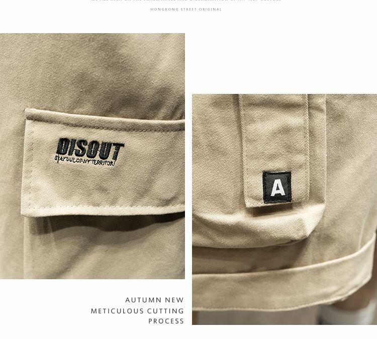 Mid Rise Letter Embroidered Cargo Shorts Product Image