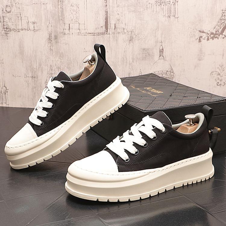 Platform Two Tone Lace-Up Sneakers Product Image