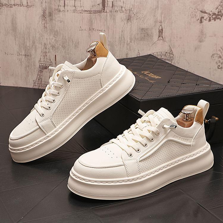Lettering Lace-Up Platform Sneakers Product Image