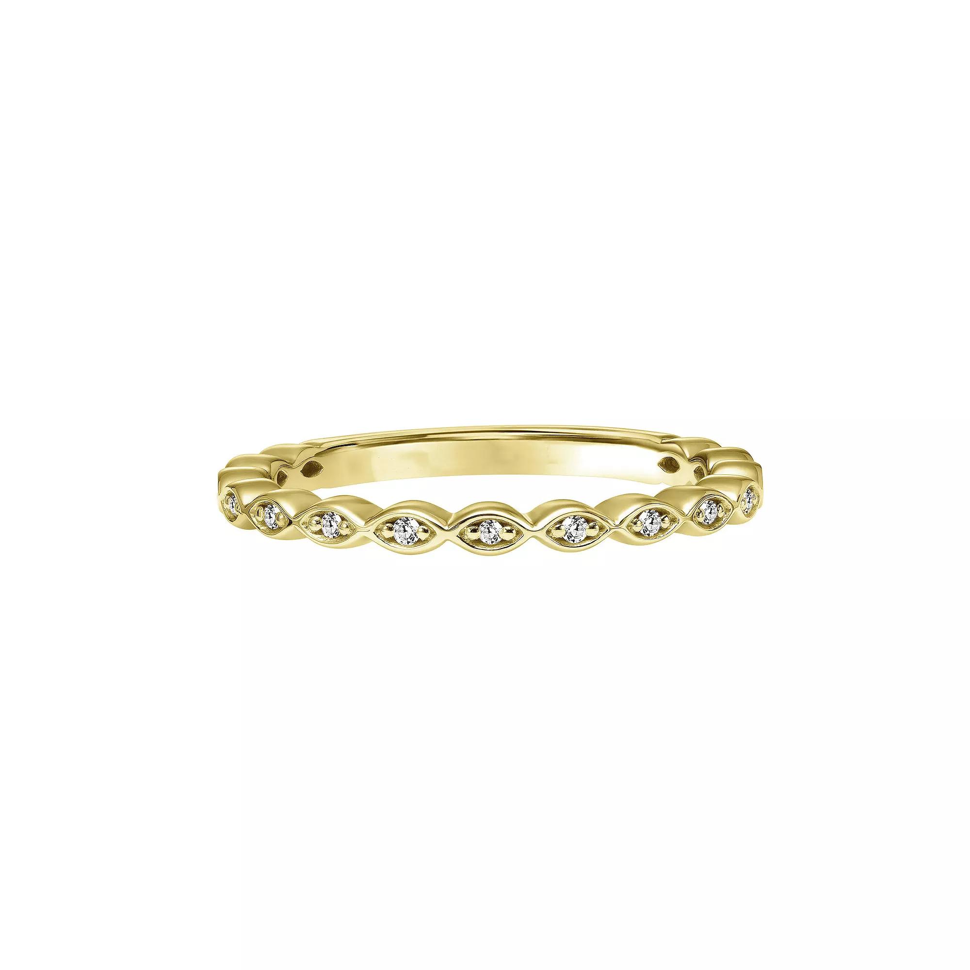 18k Gold Over Silver Diamond Accent Stacking Ring, Women's, Size: 5, Gold Tone Product Image