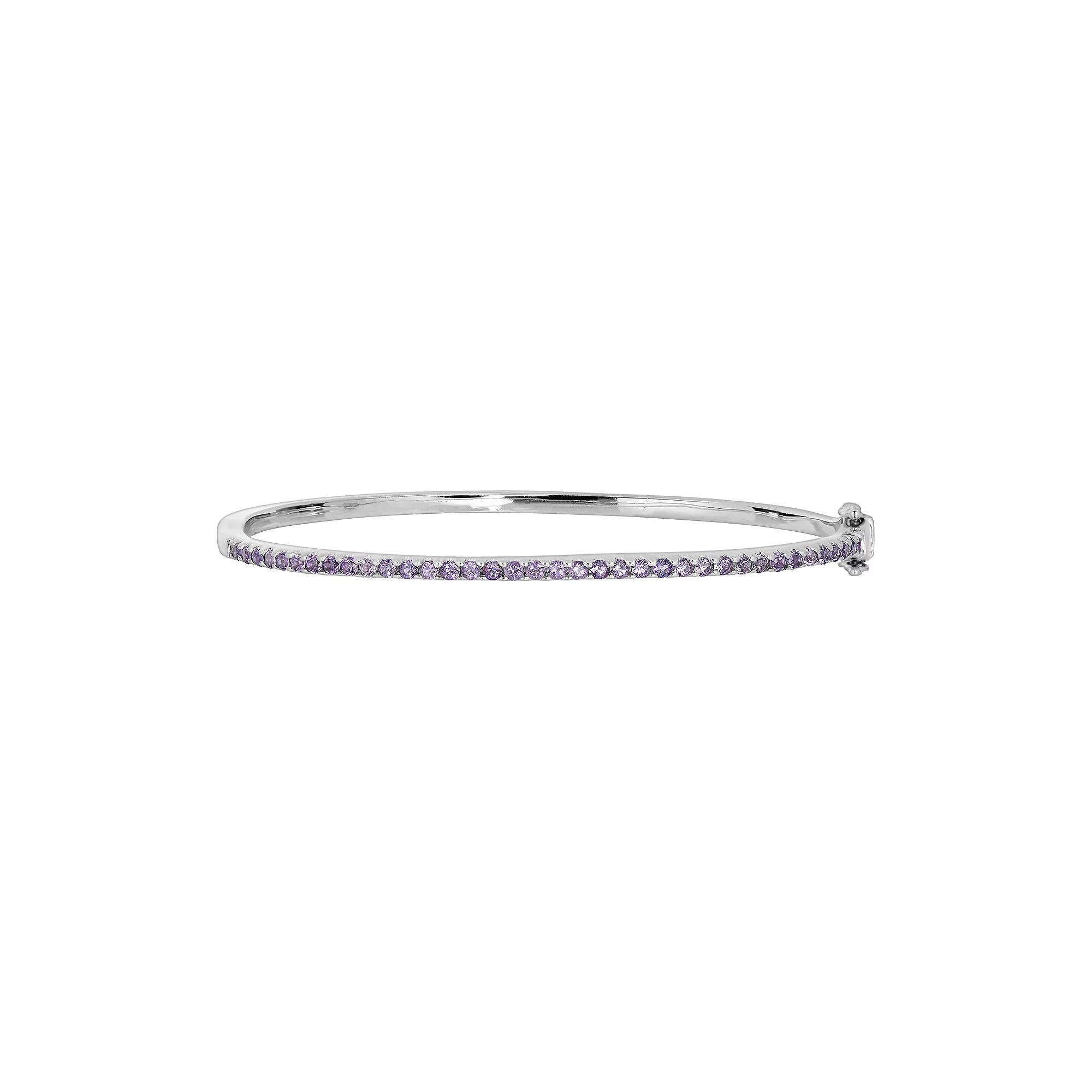 Oro Leoni Sterling Silver Amethyst Bangle Bracelet, Women's, Purple Product Image